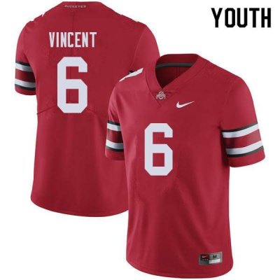 NCAA Ohio State Buckeyes Youth #6 Taron Vincent Red Nike Football College Jersey PSW6745MM